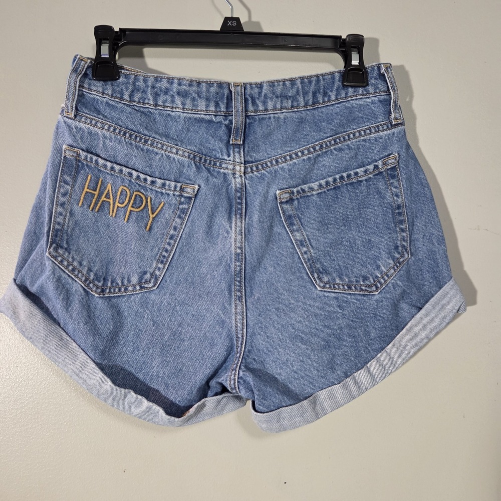Wild Fable Womens 4/27 "Happy" Embroidered Highest Rise Mom Shorts